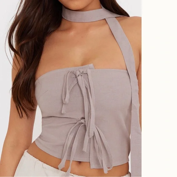 Women's Gray Strapless Top - Picture 4 of 6